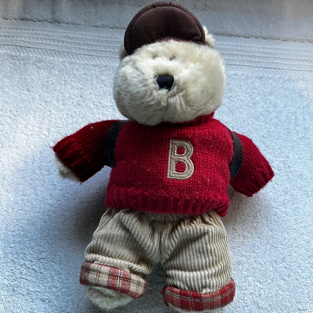Starbucks 2002 Bearista Bear 21st Edition Red Sweater Corduroy Plush